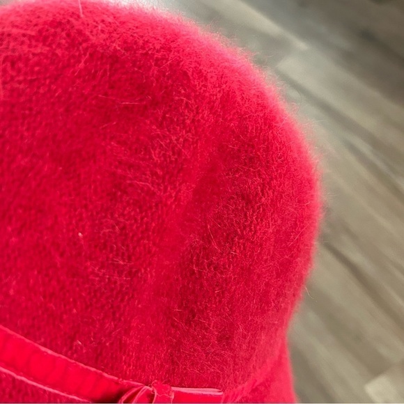 GAP Red Rabbit Hair Olefin Wool Nylon Blend Knit Hat Women size M/L - Picture 8 of 9